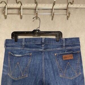 Wrangler Jeans Men 42x34 Blue Dark Wash Denim Retro Skinny Cowboy‎ Rodeo Western